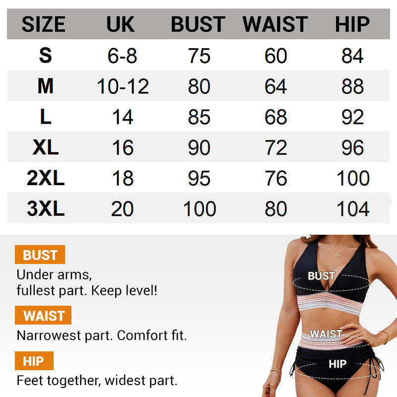 🔥Hot Sale💥-👙High Waisted Tummy Control Color Block Bikini Sets
