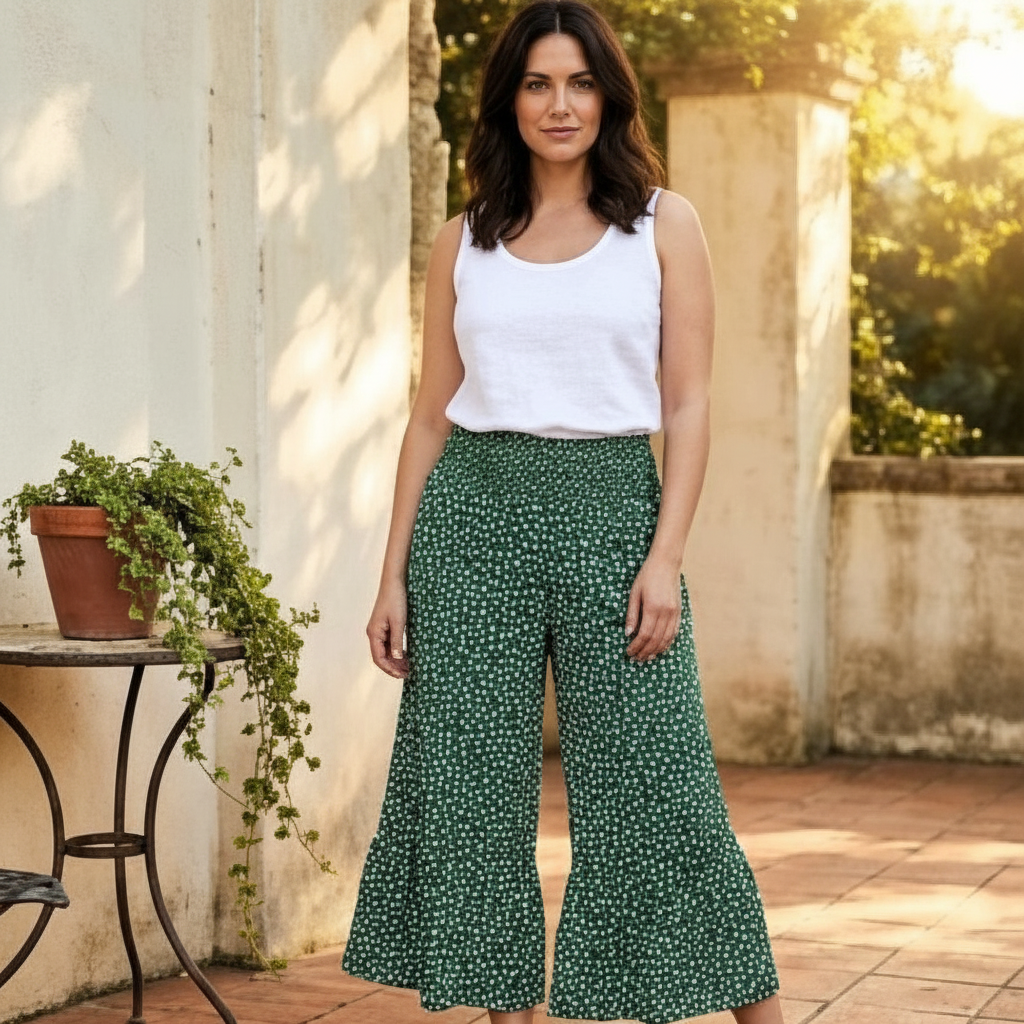 Maviglow™ – Smocked High Waist Flowy Wide Leg Pants + 50% OFF