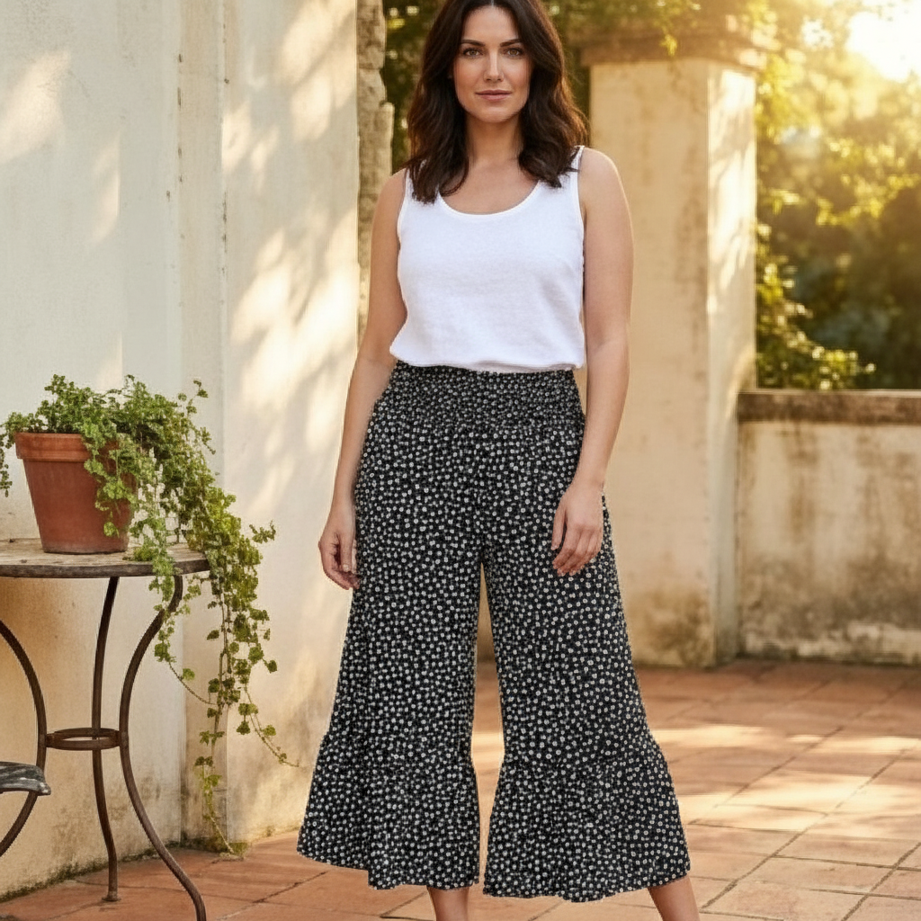 Maviglow™ – Smocked High Waist Flowy Wide Leg Pants + 50% OFF