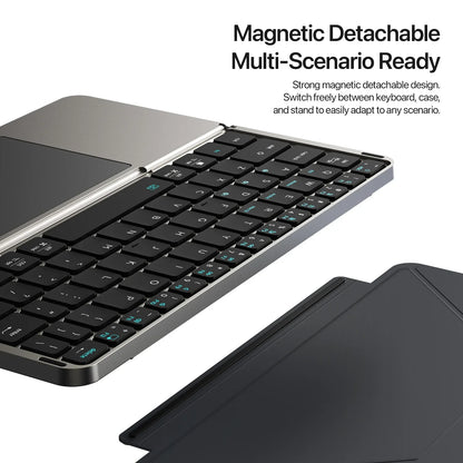 New foldable ultra-thin Bluetooth keyboard, compatible with Apple, Android, smartphones, and tablets.