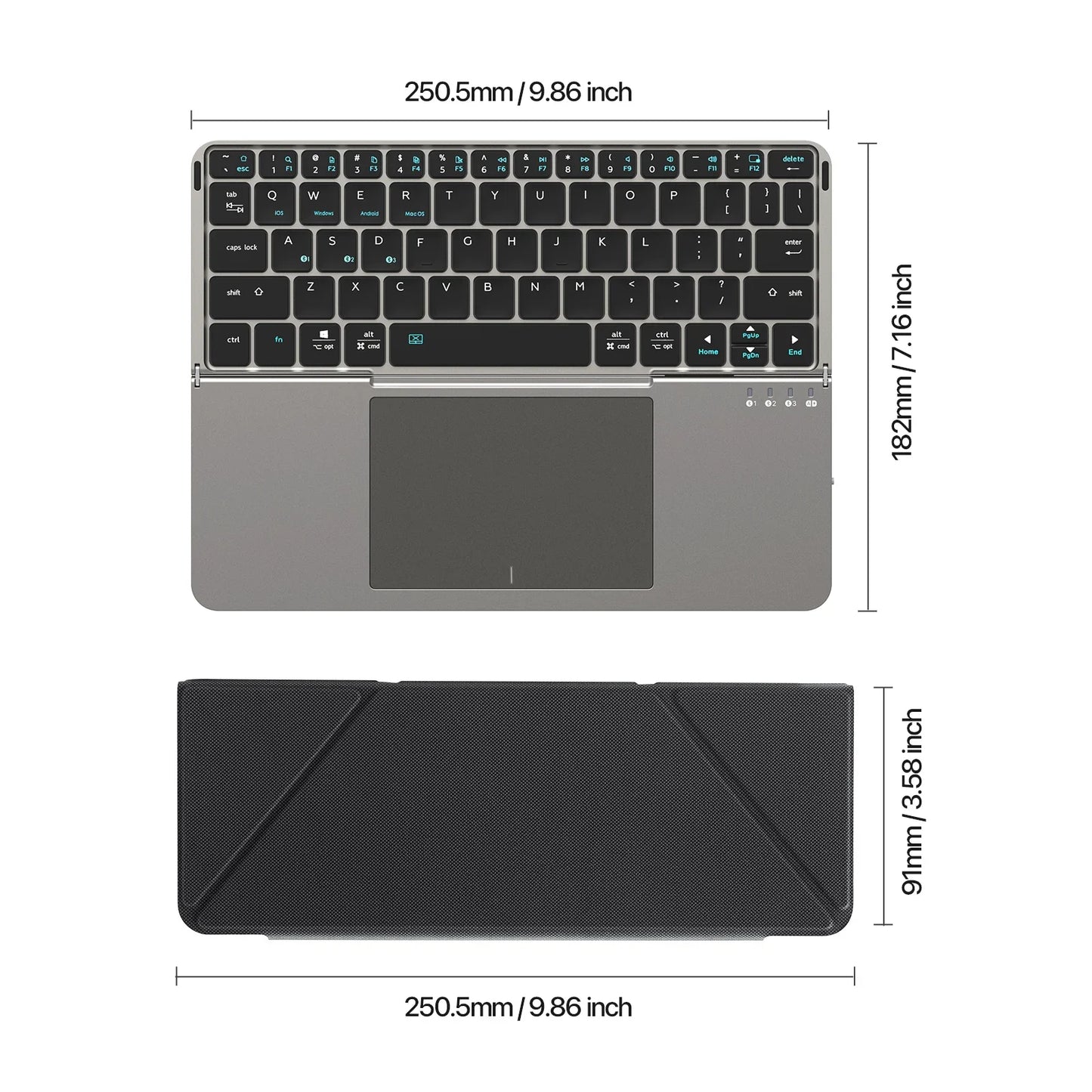 New foldable ultra-thin Bluetooth keyboard, compatible with Apple, Android, smartphones, and tablets.
