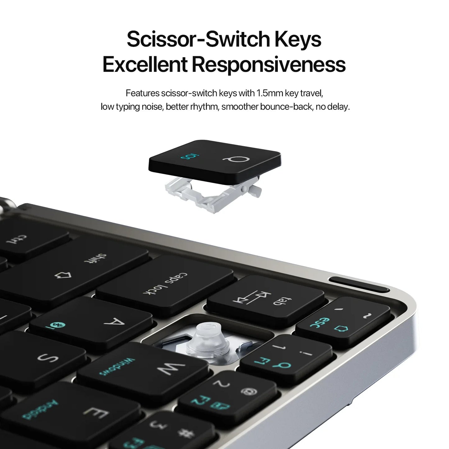 New foldable ultra-thin Bluetooth keyboard, compatible with Apple, Android, smartphones, and tablets.