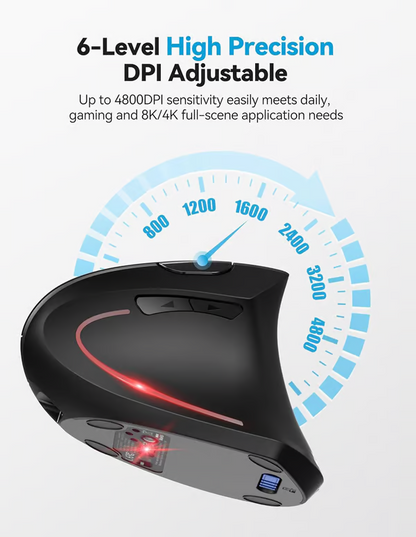 🖱️ Ergonomic Vertical Mouse | Christmas SALE 50% OFF | 87% Less Wrist Strain, 3-Device Bluetooth Switch | Perfect Gift for Office & Home Office Setup 🎄✨