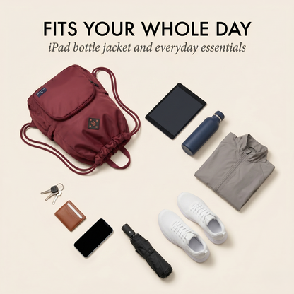 Maviglow™ – Waterproof Drawstring Sport Backpack with Zippered Pockets & Adjustable Straps 