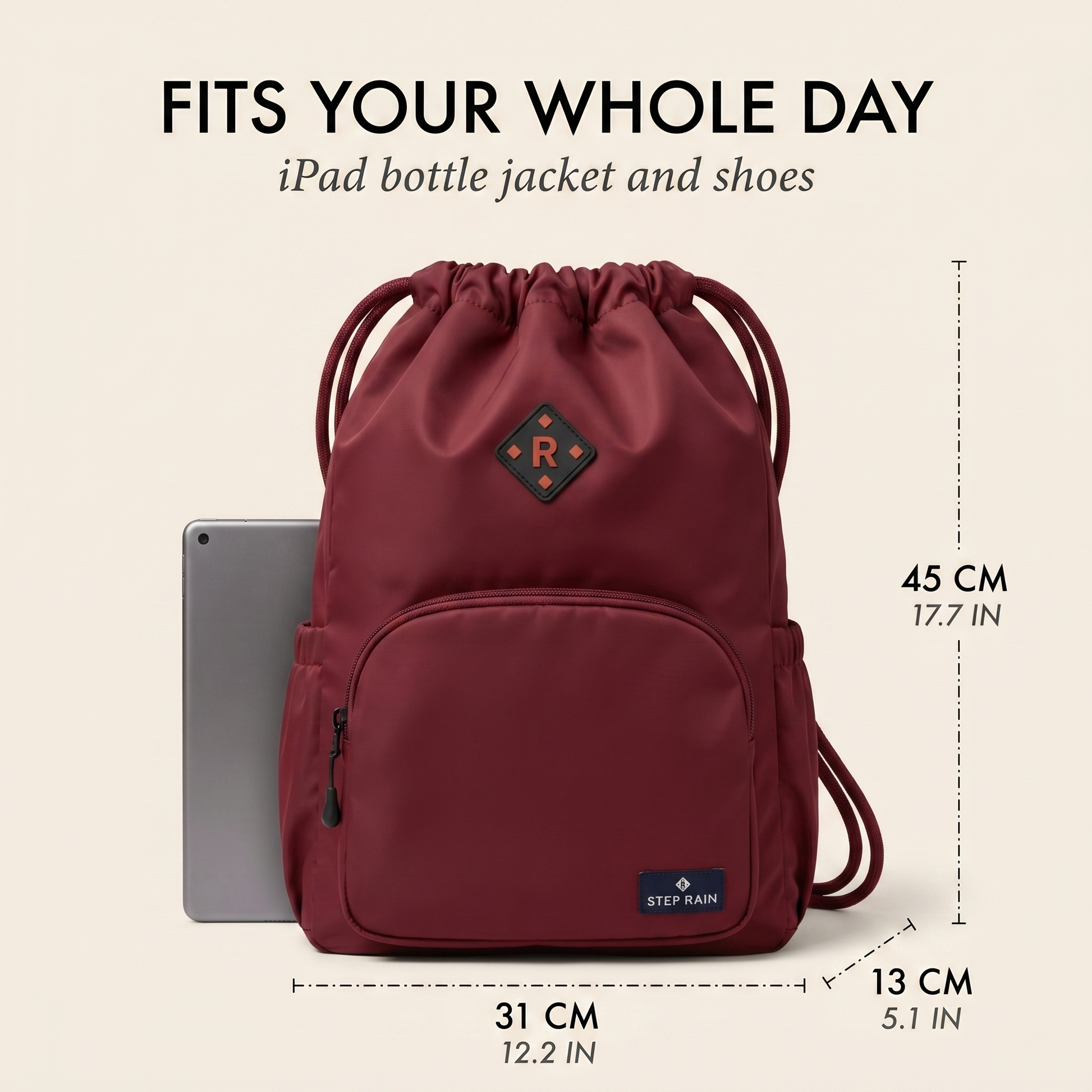 Maviglow™ – Waterproof Drawstring Sport Backpack with Zippered Pockets & Adjustable Straps 