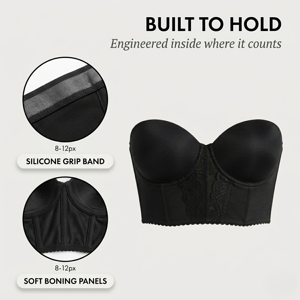 Drapelle™ – Invisible Low-Back Support Bra with Silicone Grip & Detachable Straps + 50% OFF