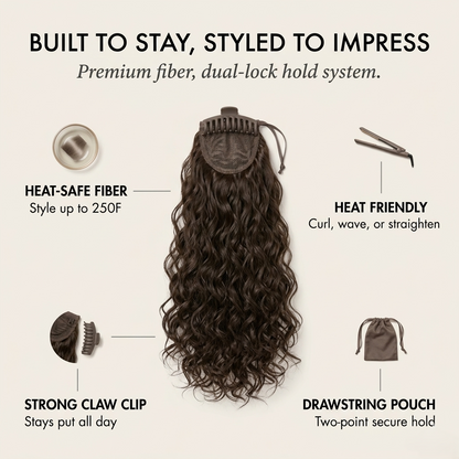 GlowMane™ – Long Curly Wavy Clip-In Ponytail Hair Extension + 50% OFF