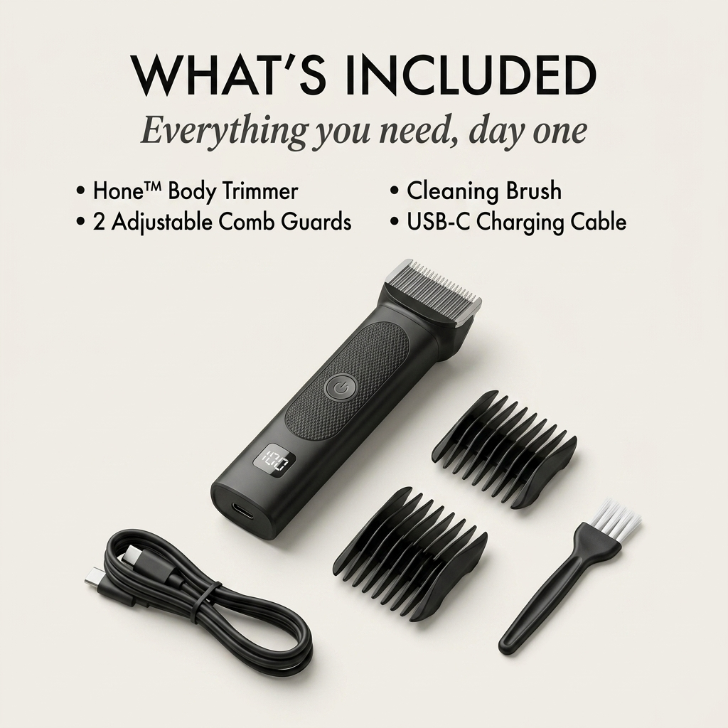Maviglow™ – L-Shaped Safety Blade Body Trimmer for Men | LED Display | 90-Min Battery 