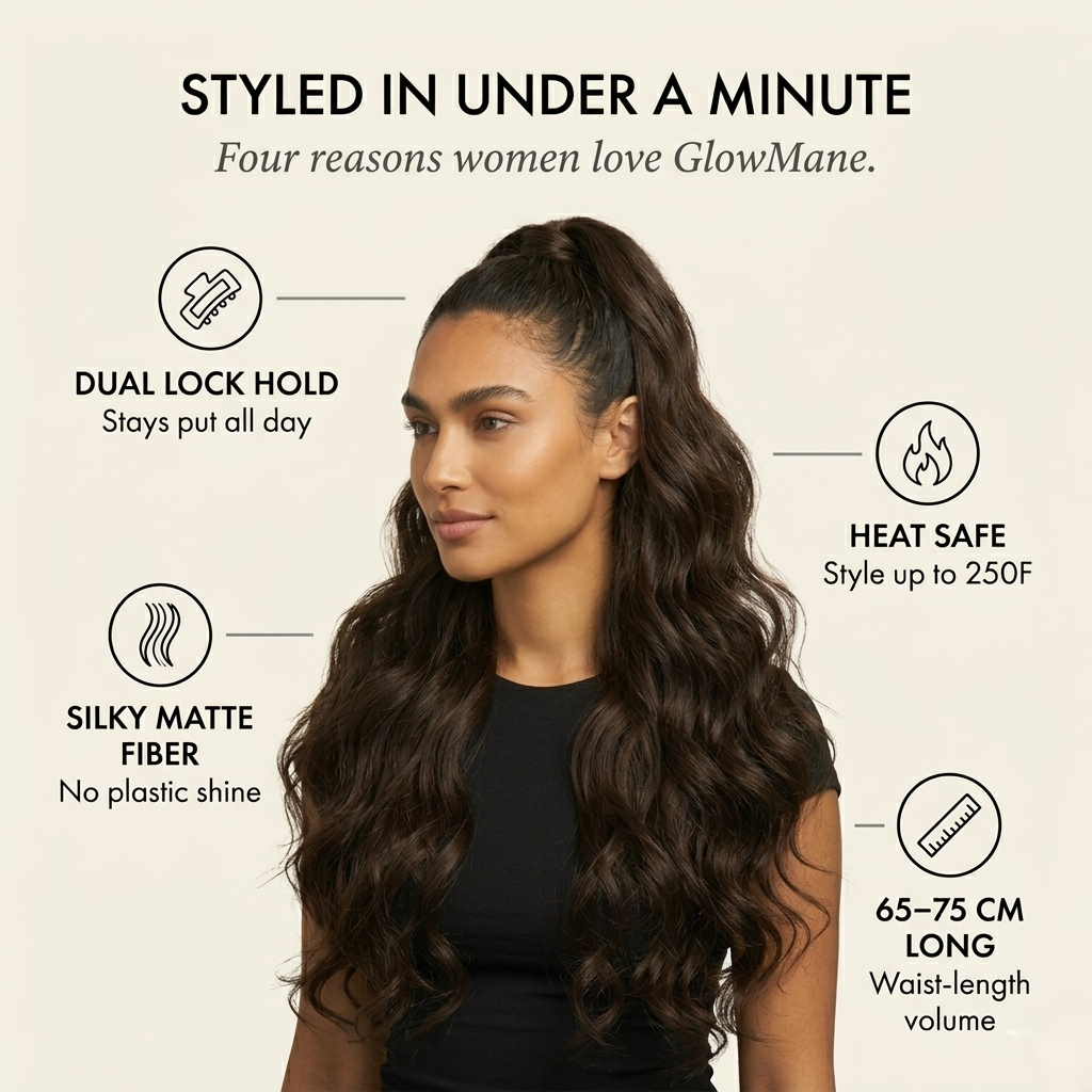 GlowMane™ – Long Curly Wavy Clip-In Ponytail Hair Extension + 50% OFF