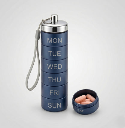 Doselock™ – Stackable Metal Weekly Pill Organizer, BPA-Free Aluminum, 7-Day Travel Pill Case + 50% OFF