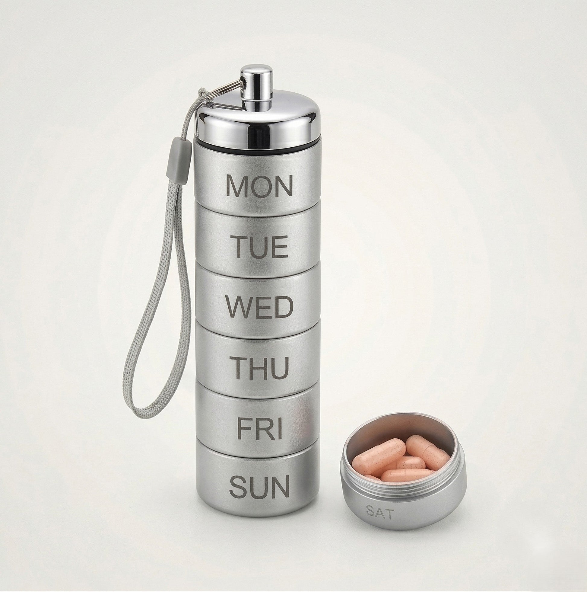 Doselock™ – Stackable Metal Weekly Pill Organizer, BPA-Free Aluminum, 7-Day Travel Pill Case + 50% OFF