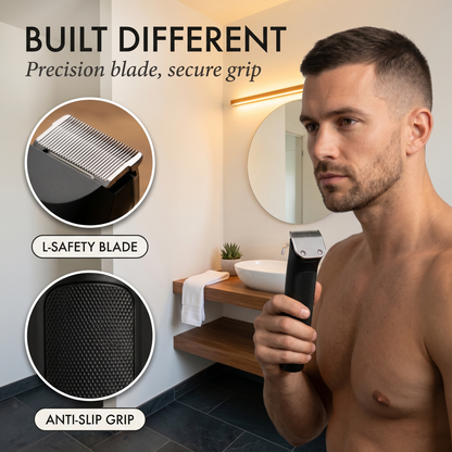 Maviglow™ – L-Shaped Safety Blade Body Trimmer for Men | LED Display | 90-Min Battery 
