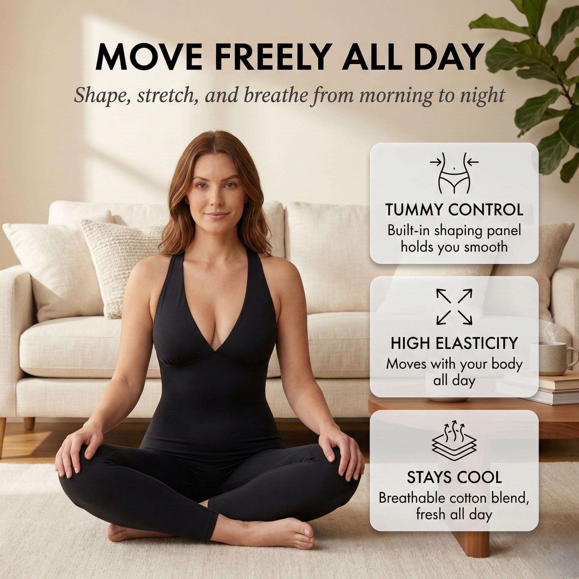 Veluna™ – Tummy Control Seamless V-Neck Shaping Jumpsuit +50% OFF