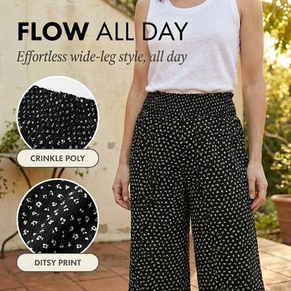 Maviglow™ – Smocked High Waist Flowy Wide Leg Pants + 50% OFF