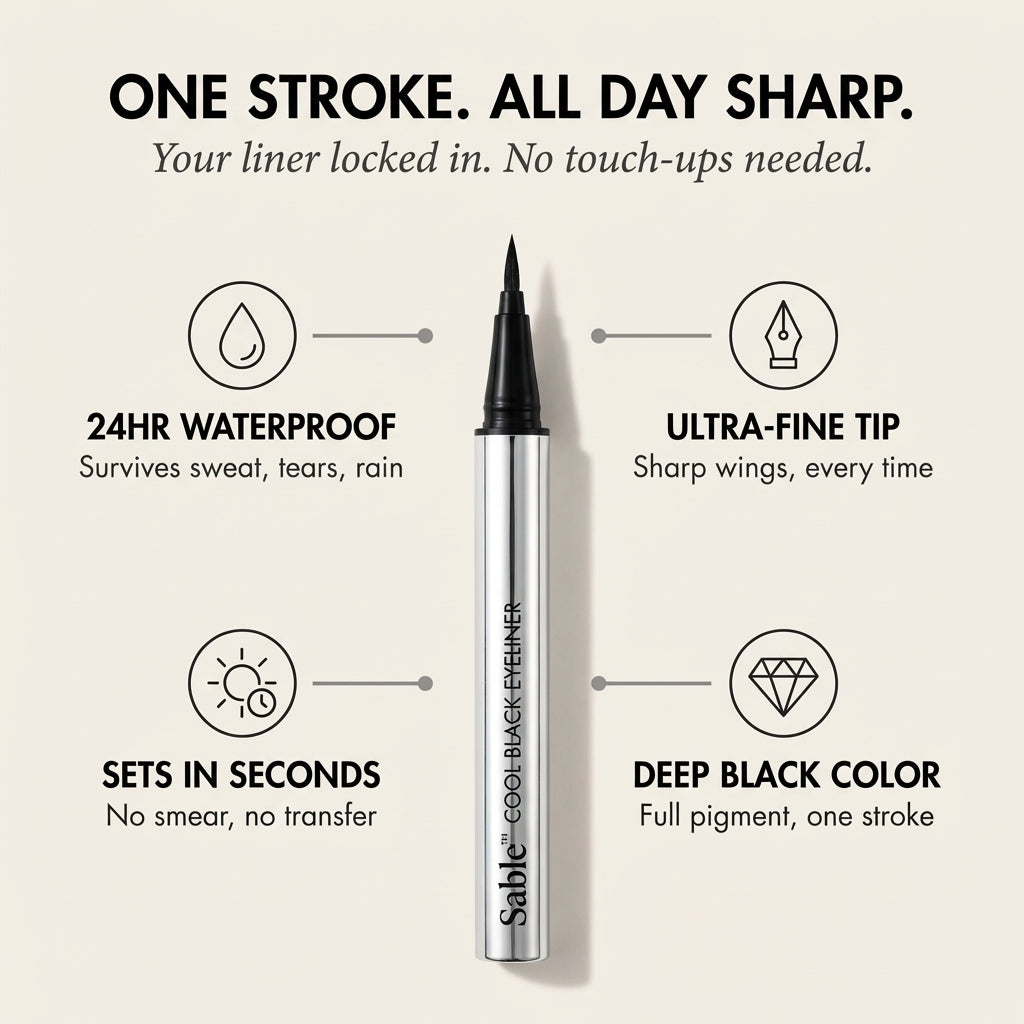 Sable™ – Waterproof Smudge-Proof 24HR Precision Liquid Eyeliner + 1+1 FREE