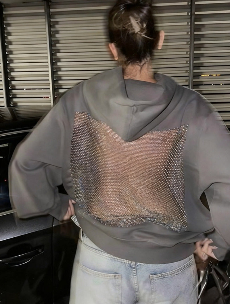 Backstage Crystal-Mesh Hoodie