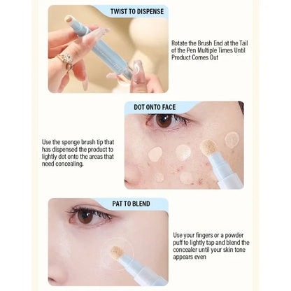 Moisturizing Concealer Face Brightening Concealer Covering Acne Scar and Dark Circles Under The Eyes Concealer Pen Liquid Makeup