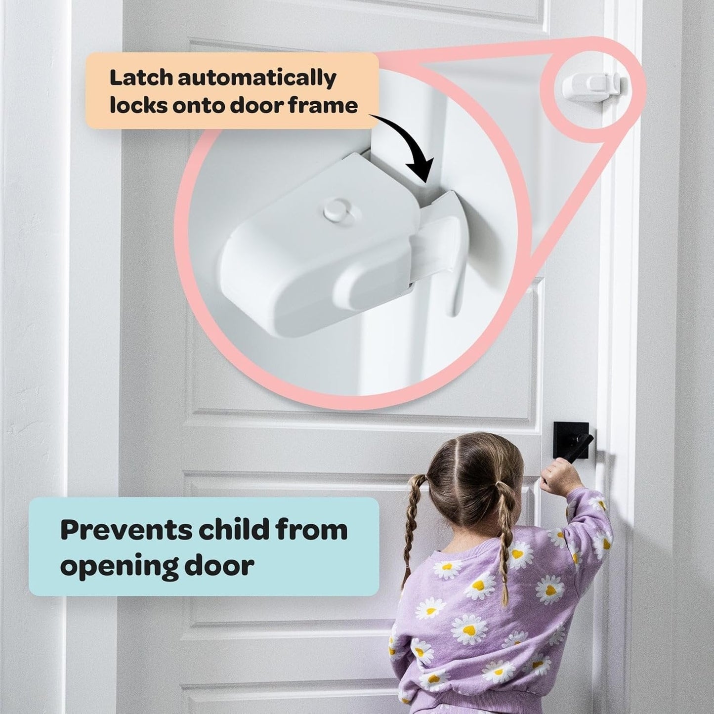 The Snap-On Door Lock Kids Can't Reach or Defeat - No Tools or Adhesives Required