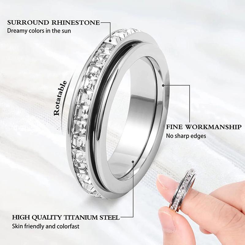 Titanium Steel Anxiety Relieving Wedding Ring Fidget for Women