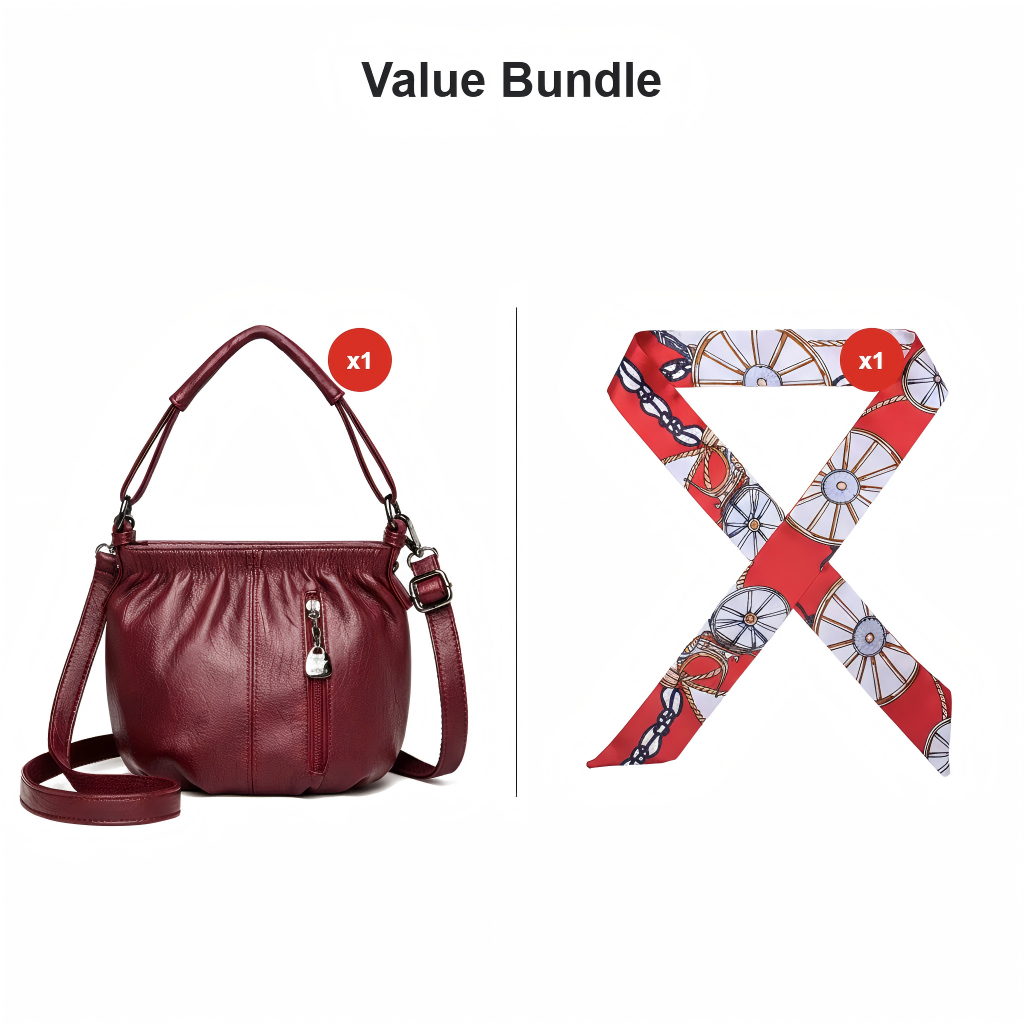 👜50% OFF NOW🎀Casual Pleated Bucket Leather Handbag – Soft Leather, Versatile Style & Adjustable Shoulder Strap✨