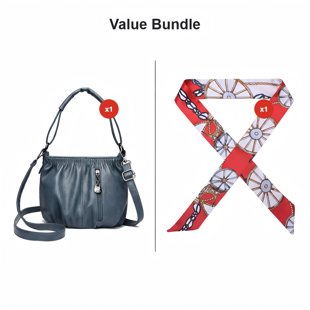 👜50% OFF NOW🎀Casual Pleated Bucket Leather Handbag – Soft Leather, Versatile Style & Adjustable Shoulder Strap✨