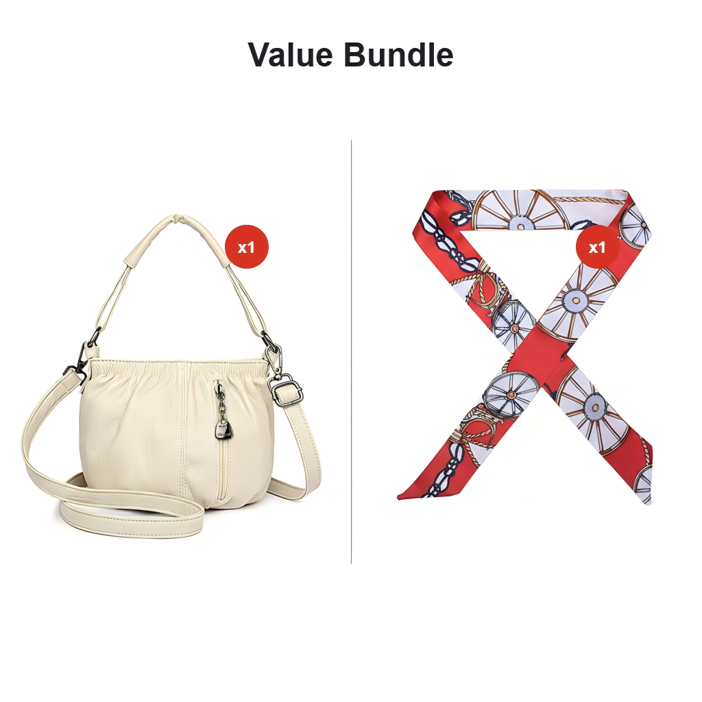 👜50% OFF NOW🎀Casual Pleated Bucket Leather Handbag – Soft Leather, Versatile Style & Adjustable Shoulder Strap✨