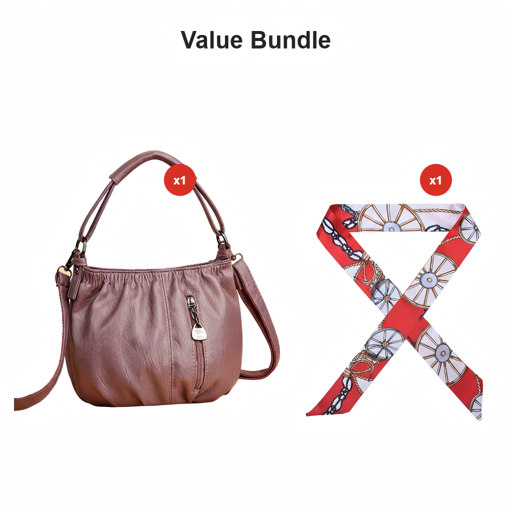 👜50% OFF NOW🎀Casual Pleated Bucket Leather Handbag – Soft Leather, Versatile Style & Adjustable Shoulder Strap✨