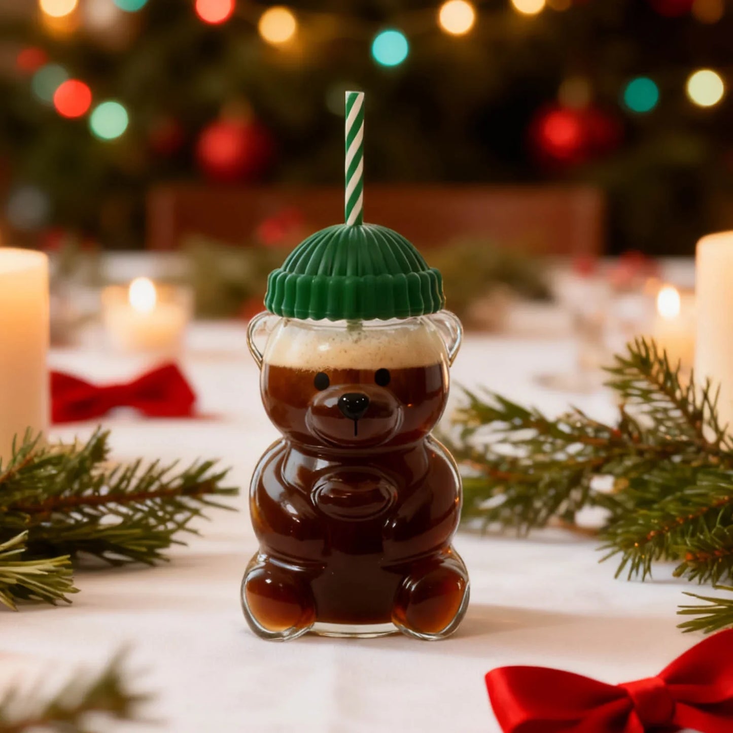 Bear Glass Cup with Straw Bearista 20oz Clear Bear Glass Sippy Cup PREORDER