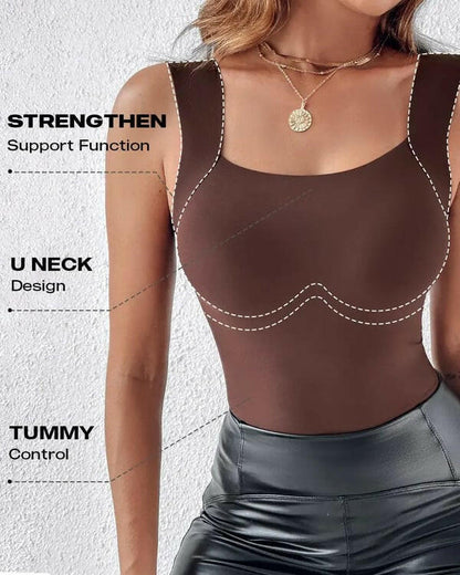 Women’s U-Neck Thermal Tank with Built-In Bra 