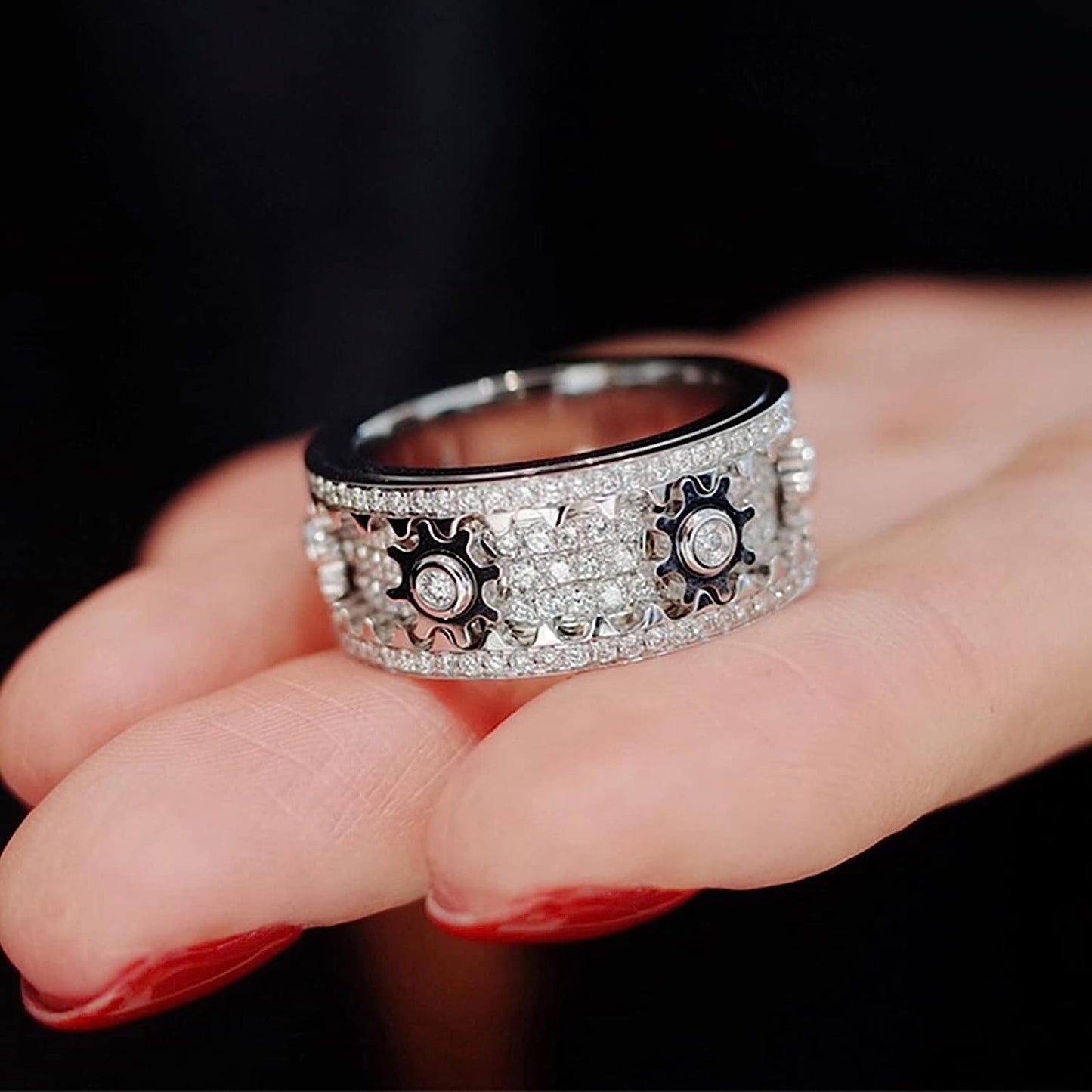 Helloice Iced Out Rotating Gear Ring