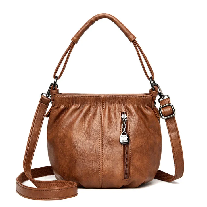 👜50% OFF NOW🎀Casual Pleated Bucket Leather Handbag – Soft Leather, Versatile Style & Adjustable Shoulder Strap✨