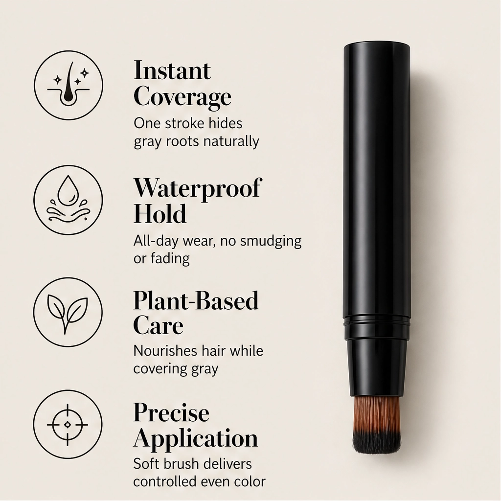 Rootveil – Instant Gray Root Touch-Up Pen with Precision Brush Tip + Buy 1 Get 1 FREE