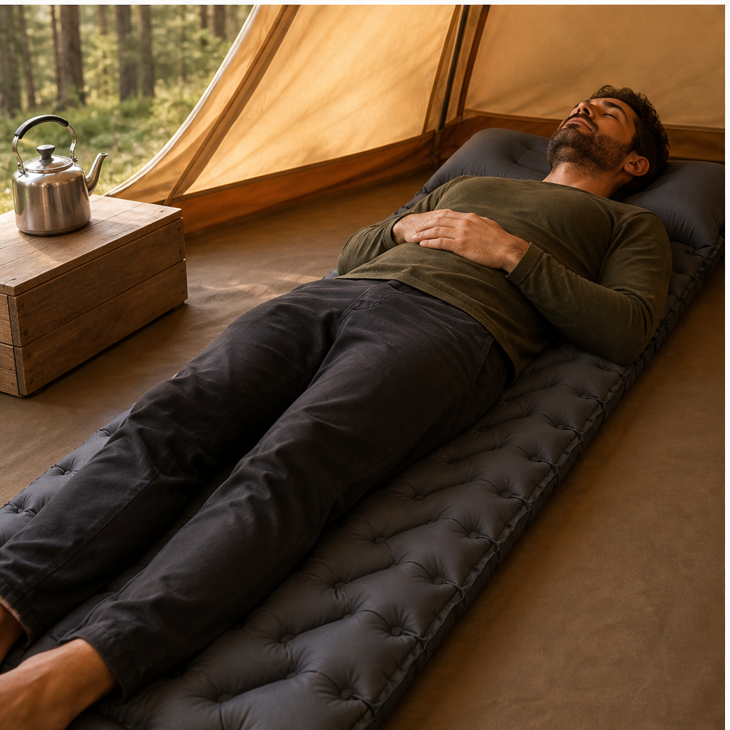 Maviglow – Self-Inflating 10cm Camping Mat with Built-In Pillow & Foot Pump + 50% OFF