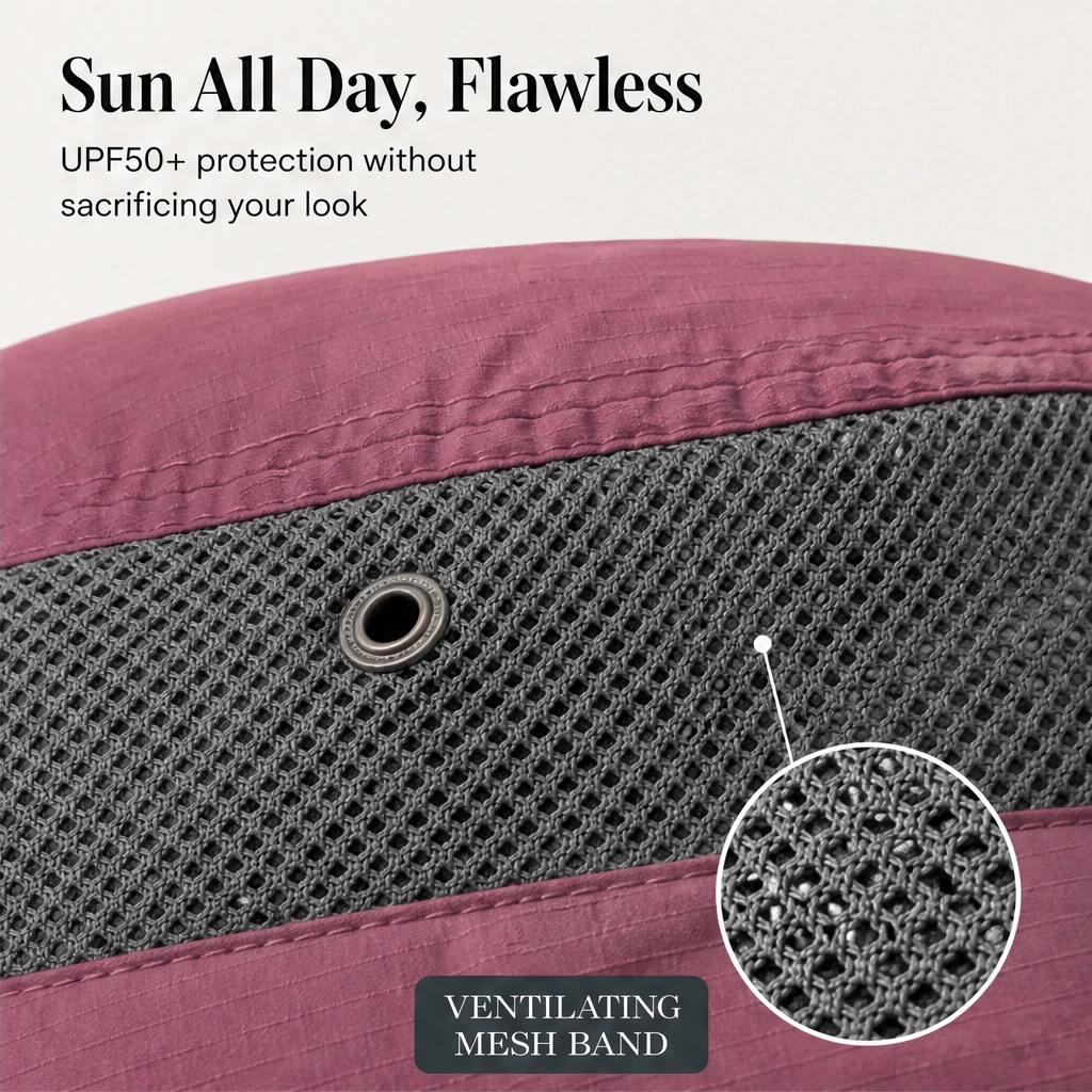 Maviglow™ – Packable Wide-Brim UPF50+ Sun Hat with Ponytail Hole 