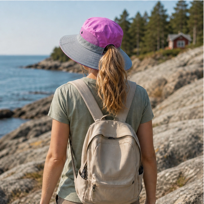 Maviglow™ – Packable Wide-Brim UPF50+ Sun Hat with Ponytail Hole 