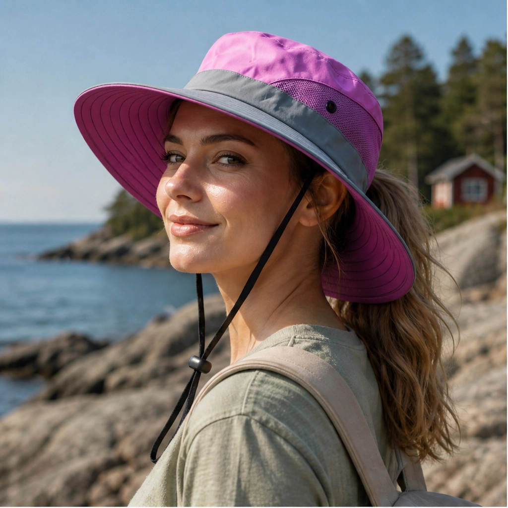 Maviglow™ – Packable Wide-Brim UPF50+ Sun Hat with Ponytail Hole 