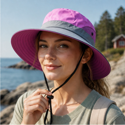 Maviglow™ – Packable Wide-Brim UPF50+ Sun Hat with Ponytail Hole 