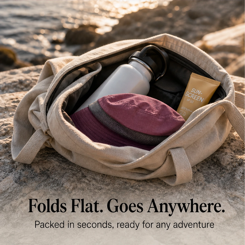 Maviglow™ – Packable Wide-Brim UPF50+ Sun Hat with Ponytail Hole 