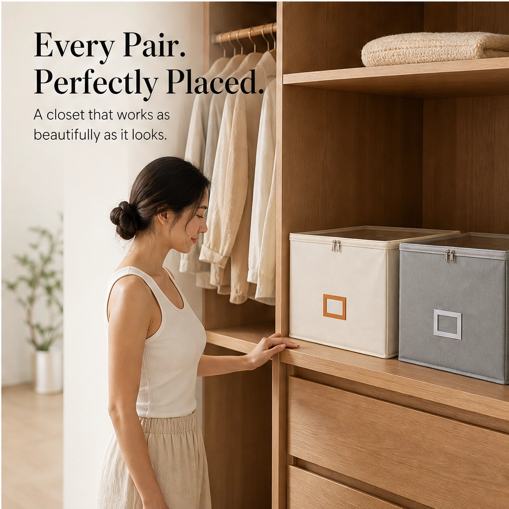 Maviglow™ – Foldable Clear-Top Shoe Storage Box with Adjustable Dividers 
