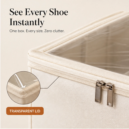 Maviglow™ – Foldable Clear-Top Shoe Storage Box with Adjustable Dividers 