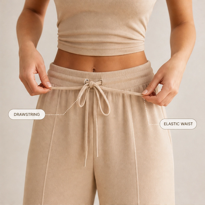 Maviglow™ – Ribbed Knit Sleeveless Crop Top & Wide-Leg Pants 2-Piece Set 