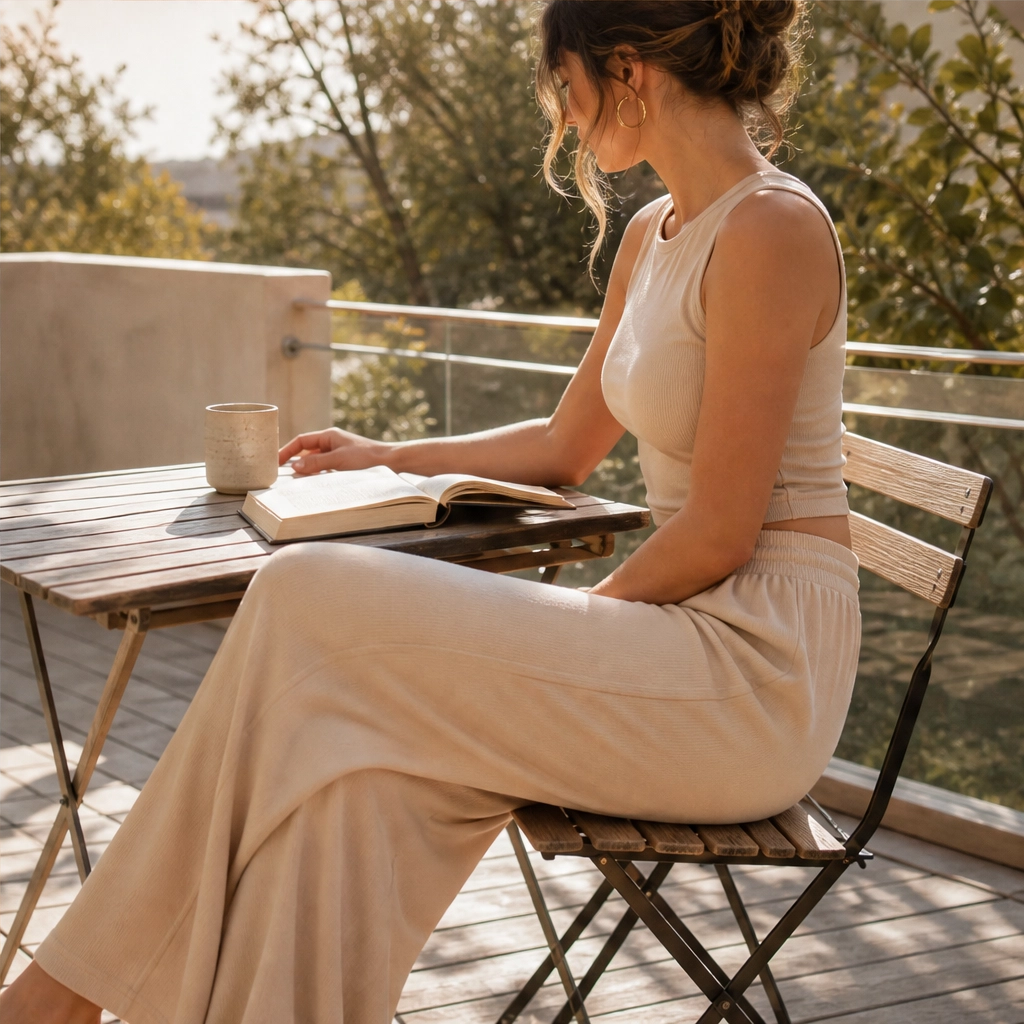 Maviglow™ – Ribbed Knit Sleeveless Crop Top & Wide-Leg Pants 2-Piece Set 