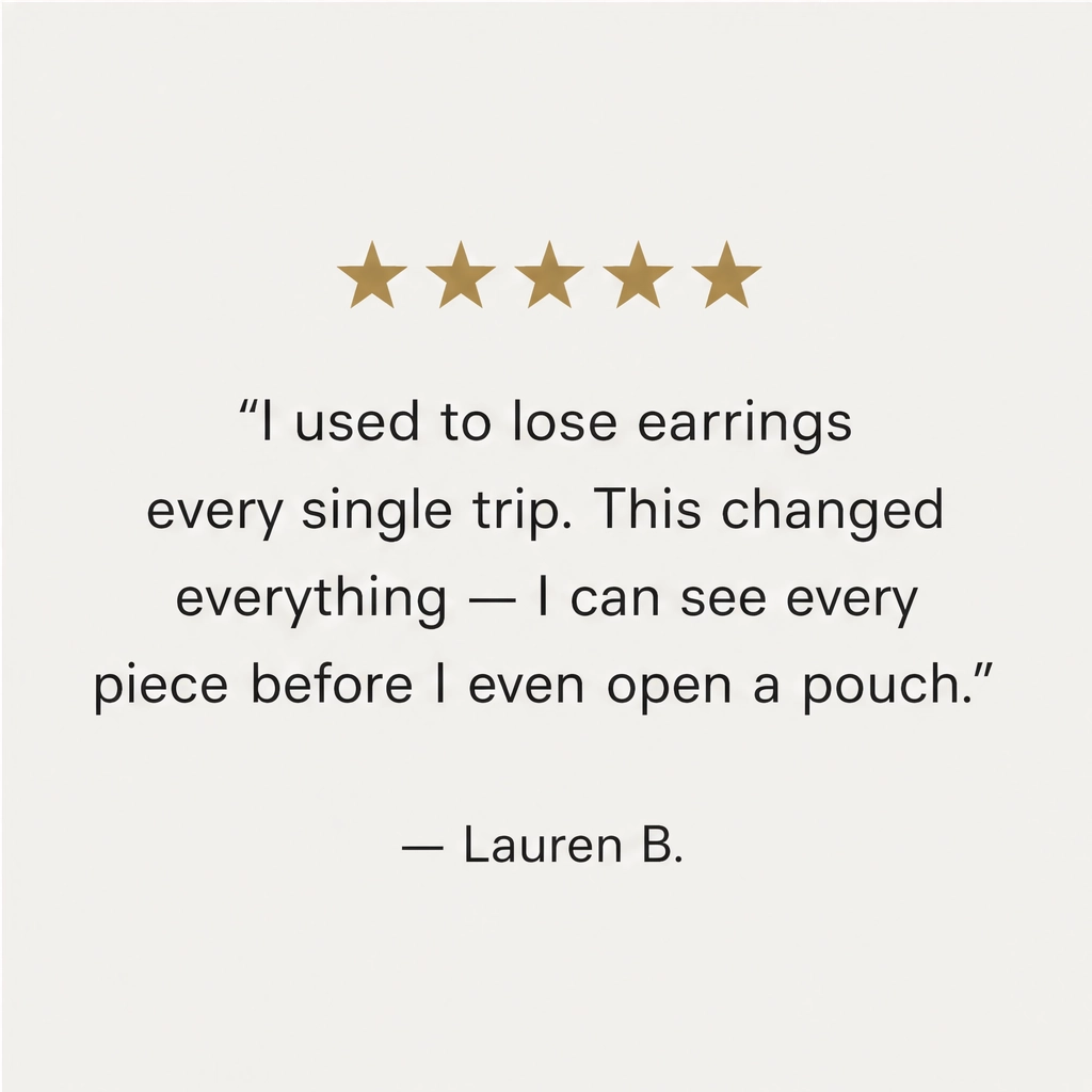 Maviglow™ – Quilted Travel Jewelry Book with Tangle-Free Grid Pockets 