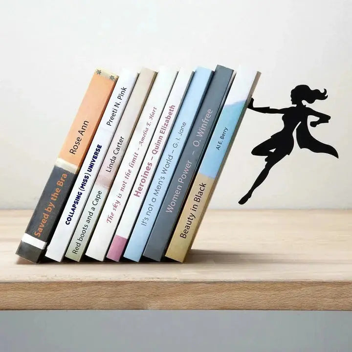 Superhero Bookend Figurines – Stylish Metal Support for Your Bookshelf AVOXZY