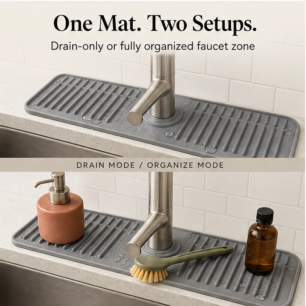Drybrook – Quick-Dry Sloped Silicone Faucet Mat for Kitchen Sink + 50% OFF