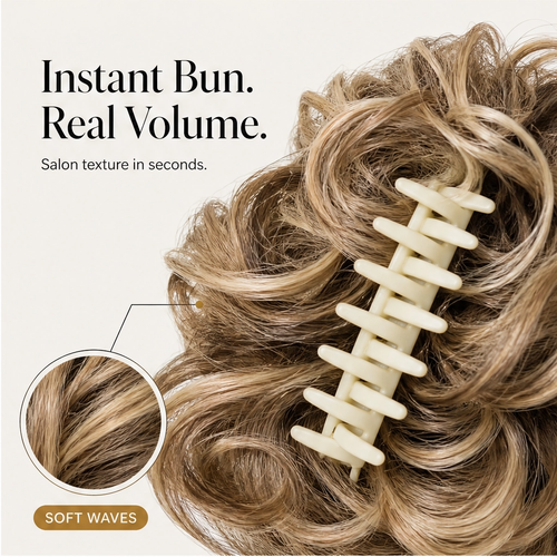 Maviglow™ – Fluffy Volume Bun Hairpiece with Detachable Claw-Clip Design 