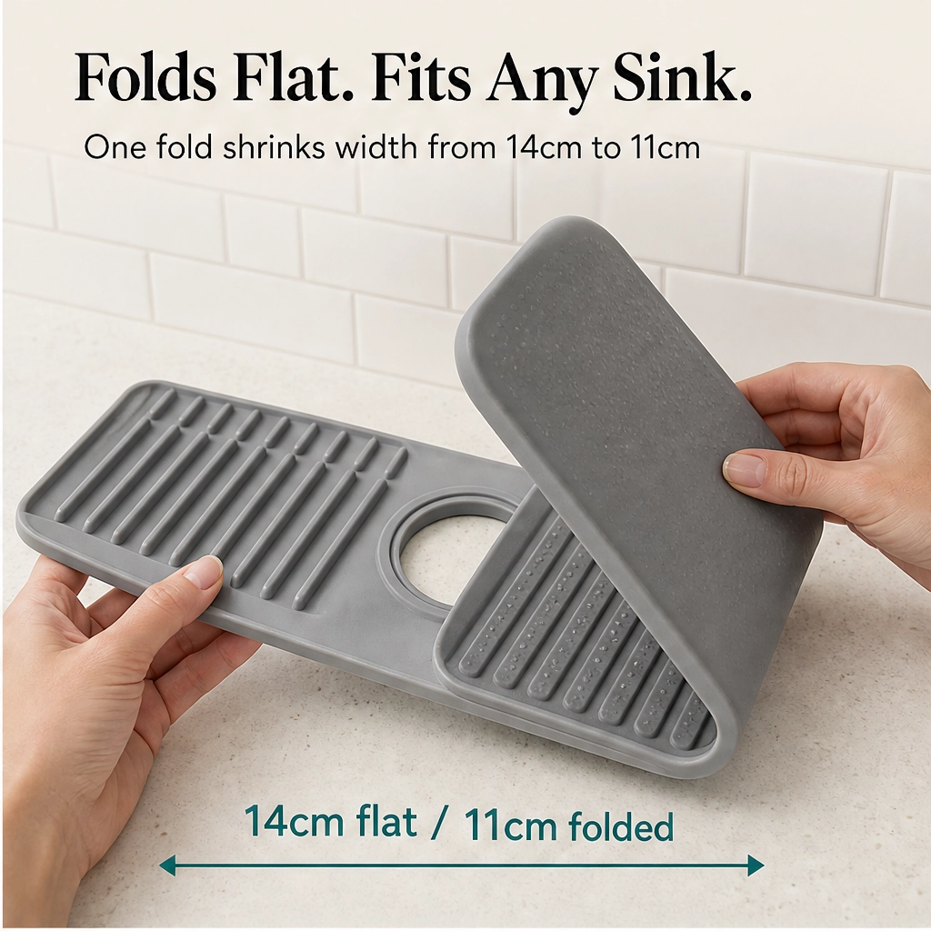 Drybrook – Quick-Dry Sloped Silicone Faucet Mat for Kitchen Sink + 50% OFF