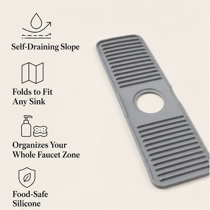 Drybrook – Quick-Dry Sloped Silicone Faucet Mat for Kitchen Sink + 50% OFF