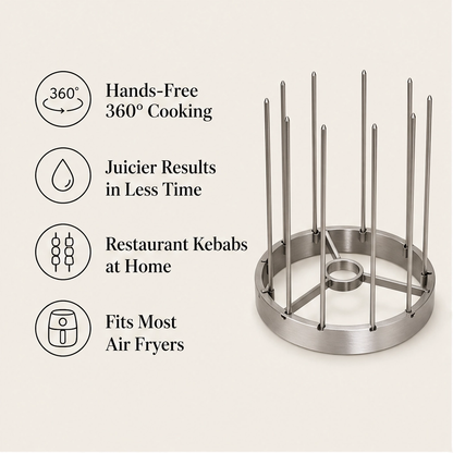Searspire – 360° Vertical Skewer Grill Stand for Air Fryers, No-Flip & Dishwasher-Safe + 50% OFF