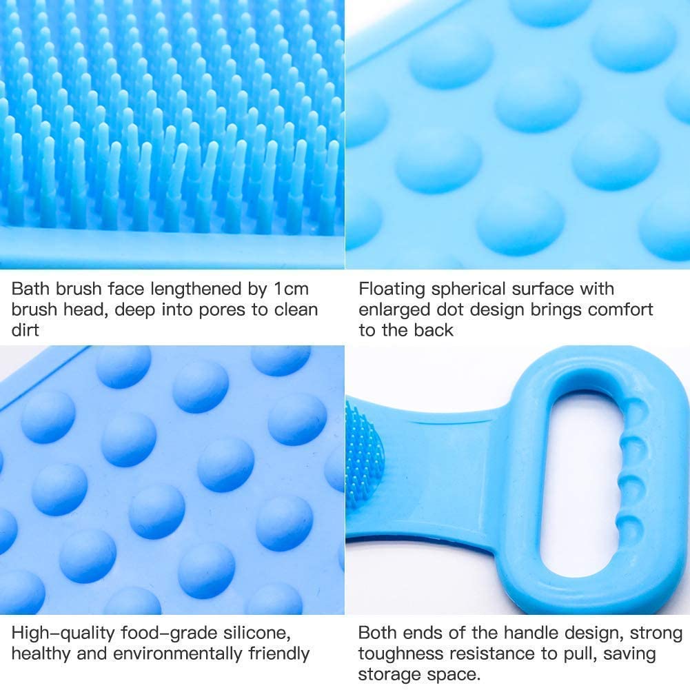 LAMANSH Multicolor / Rubber / 3 LAMANSH® (pack of 3) Silicone Body Back Scrubber Big Size 71x10cm, Double Side Bathing Brush for Skin Deep Cleaning Massage, Dead Skin Removal Exfoliating Belt for Shower